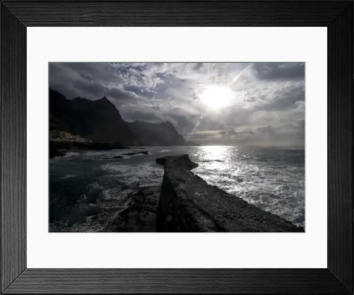 Framed Print : Stonewall at sunset on the coast of Santo Antao, Cape Verde, Africa Framed Print : Stonewall at sunset on the coast of Santo Antao, Cape Verde, Africa