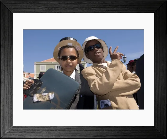 Framed Print : Young men dressed as businesspeople during Carnival, Mindelo, Sao Vicente Framed Print : Young men dressed as businesspeople during Carnival, Mindelo, Sao Vicente