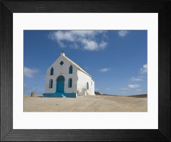 Framed Print : Bright church at sandy beach, Pedro Da Sal, Sal, Cape Verde, Africa Framed Print : Bright church at sandy beach, Pedro Da Sal, Sal, Cape Verde, Africa
