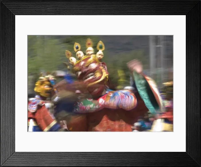 Framed Print : Traditionally dressed dancer at the Paro Tsechu, a religious dance ceremony