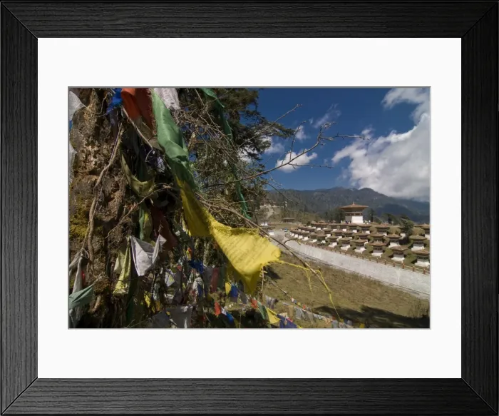 Framed Print : Prayer flags on top of the Dochu La mountain pass, Bhutan Framed Print : Prayer flags on top of the Dochu La mountain pass, Bhutan
