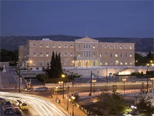 The Greek Parliament building, Syntagma (Constitution) Square, Athens, Greece, Europe