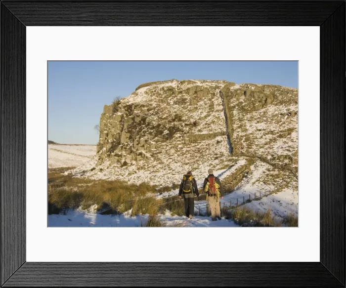 Framed Print : Two climbers head for the crags at Steel Rigg, Hadrians Wall, UNESCO World Heritage Site Framed Print : Two climbers head for the crags at Steel Rigg, Hadrians Wall, UNESCO World Heritage Site