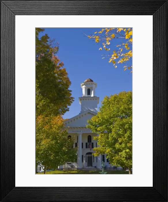Framed Print : Autumn colours around traditional white Windham County Court House, Newfane Framed Print : Autumn colours around traditional white Windham County Court House, Newfane