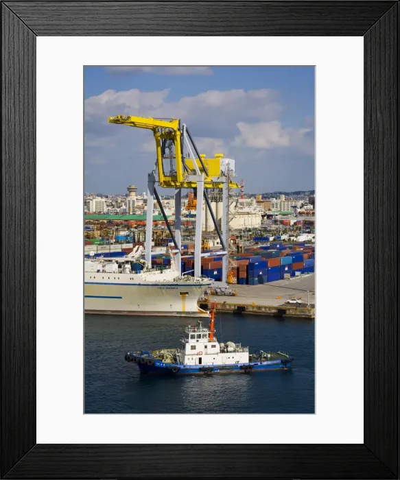 Framed Print : Container Port, Naha City, Okinawa Island, Japan, Asia Framed Print : Container Port, Naha City, Okinawa Island, Japan, Asia