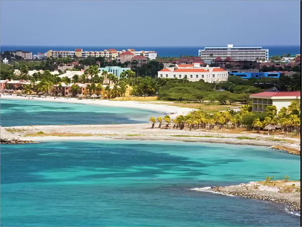 Oranjestad City and coastline, Aruba, West Indies, Caribbean, Central America