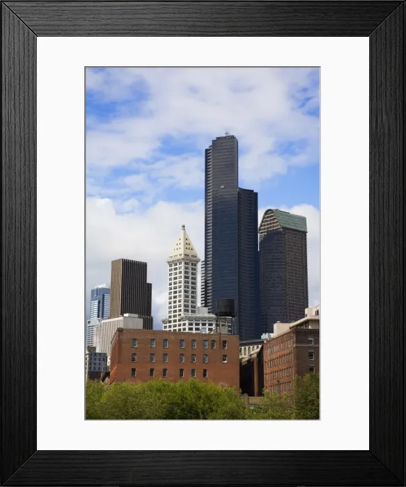 Framed Print : Pioneer Square and skyline, Seattle, Washington State, United States of America Framed Print : Pioneer Square and skyline, Seattle, Washington State, United States of America