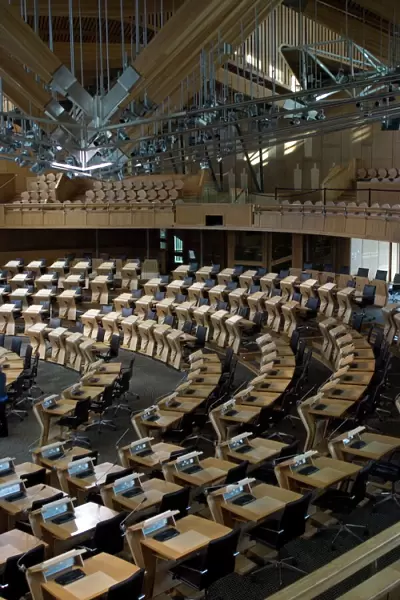Chamber, New Scottish Parliament building, architect Enric Miralles, Holyrood