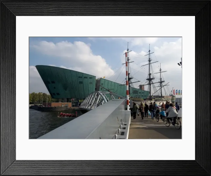 Framed Print : NEMO, the new science and technology museum and the VOC ship from the Maritime Museum