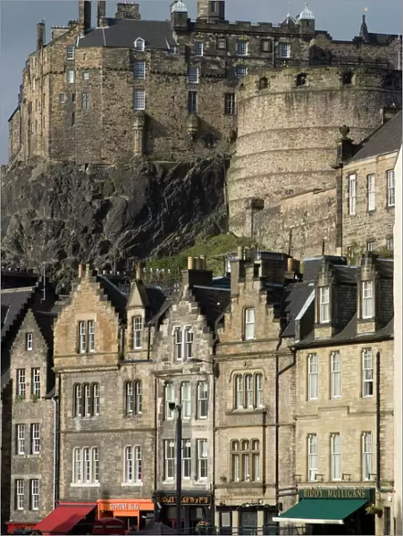 View of Edinburgh Castle from Grassmarket, Edinburgh, Lothian, Scotland