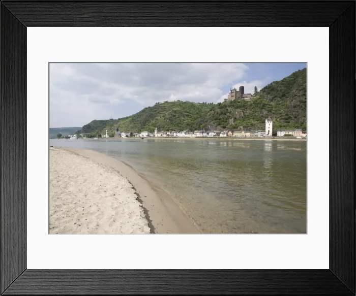 Framed Print : St. Goarshausen from the beach of St. Goar along the Rhine, Rhineland-Palatinate Framed Print : St. Goarshausen from the beach of St. Goar along the Rhine, Rhineland-Palatinate