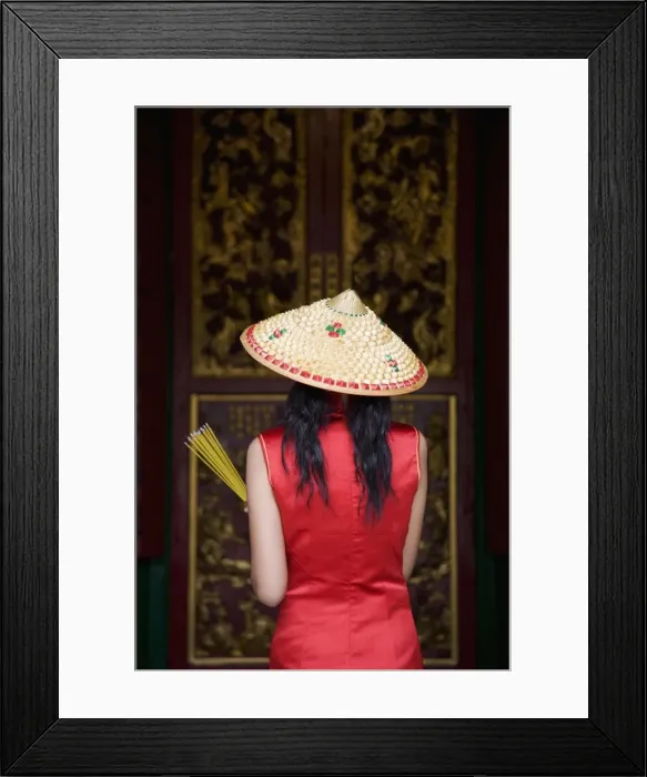 Framed Print : Chinese woman at the Man Mo Temple, Hong Kong, China, Asia Framed Print : Chinese woman at the Man Mo Temple, Hong Kong, China, Asia