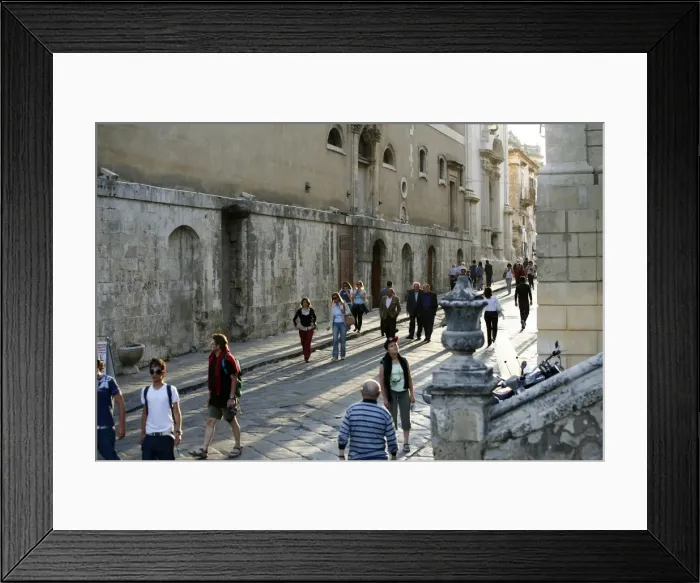 Framed Print : People walking by the main street in Noto, Sicily, Italy, Europe Framed Print : People walking by the main street in Noto, Sicily, Italy, Europe