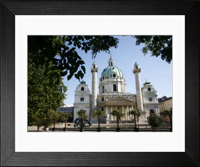 Framed Print : Karlskirche (St. Charles Borromeo church) by Fischer von Erlach in Karlsplatz Framed Print : Karlskirche (St. Charles Borromeo church) by Fischer von Erlach in Karlsplatz