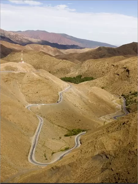 Winding road to the Tizi N Tichka pass, Atlas mountains, Morocco, North Africa