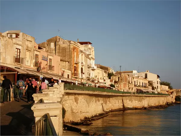 Seafront area at the historical area of Ortygia, Syracuse, Sicily, Italy, Europe