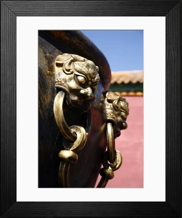 Framed Print : Lion handle on a bronze urn at the Forbidden City, Beijing, China, Asia Framed Print : Lion handle on a bronze urn at the Forbidden City, Beijing, China, Asia