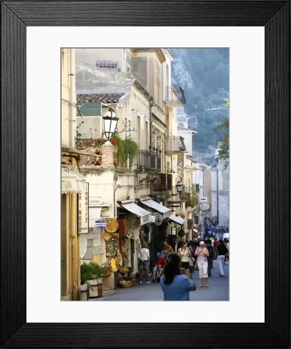 Framed Print : Street in Taormina, Sicily, Italy, Europe