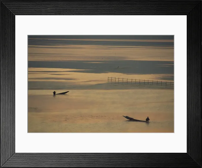 Framed Print : Two boats fishing at dawn, Inle Lake, Shan State, Myanmar (Burma), Asia Framed Print : Two boats fishing at dawn, Inle Lake, Shan State, Myanmar (Burma), Asia