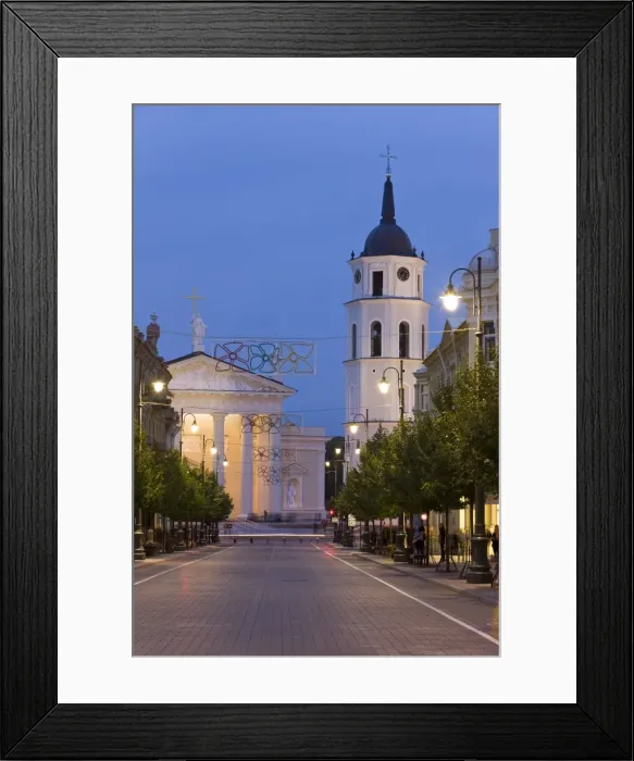 Framed Print : Cathedral and Bell Tower looking along Gedimino street, Vilnius, Lithuania Framed Print : Cathedral and Bell Tower looking along Gedimino street, Vilnius, Lithuania