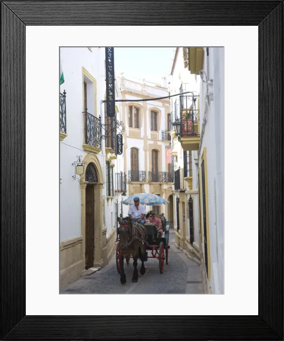Framed Print : Horse drawn carriage, Ronda, one of the white villages, Malaga province