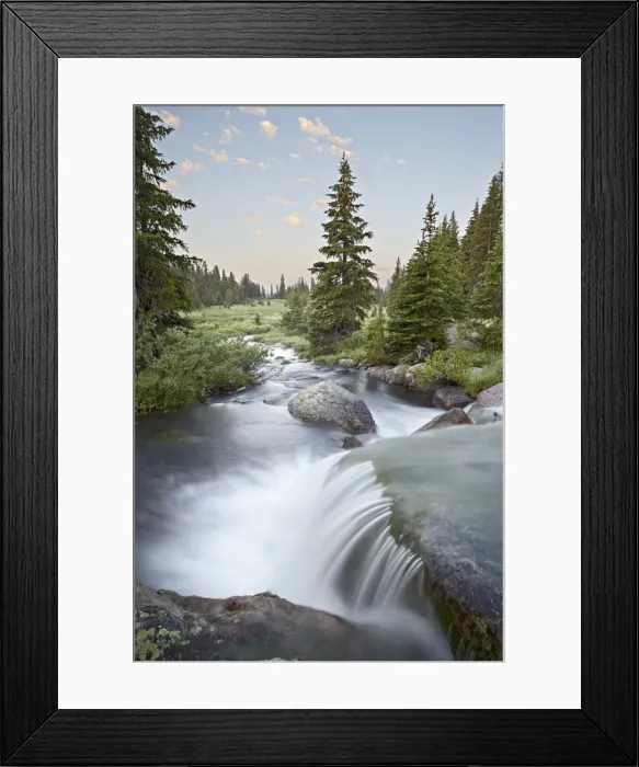 Framed Print : Little Bear Creek cascade at sunrise, Shoshone National Forest, Wyoming Framed Print : Little Bear Creek cascade at sunrise, Shoshone National Forest, Wyoming