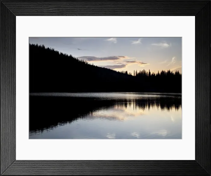 Framed Print : Sunset behind Mirror Lake, Gunnison National Forest, Colorado, United States of America Framed Print : Sunset behind Mirror Lake, Gunnison National Forest, Colorado, United States of America