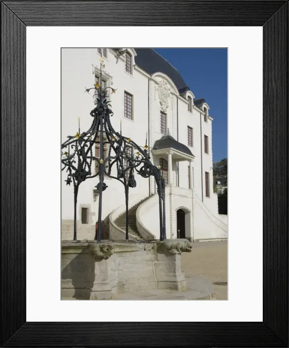 Framed Print : The wrought iron well canopy in the courtyard of the Chateau des Ducs de Bretagne Framed Print : The wrought iron well canopy in the courtyard of the Chateau des Ducs de Bretagne