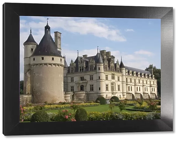 Chateau de Chenonceau and the Marques Tower from Catherine de Medicis garden