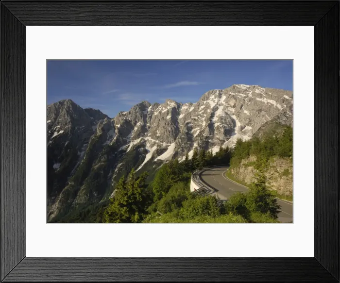 Framed Print : View of the Hoher Goll mountain range from the Rossfeld Panoramastrasse Framed Print : View of the Hoher Goll mountain range from the Rossfeld Panoramastrasse
