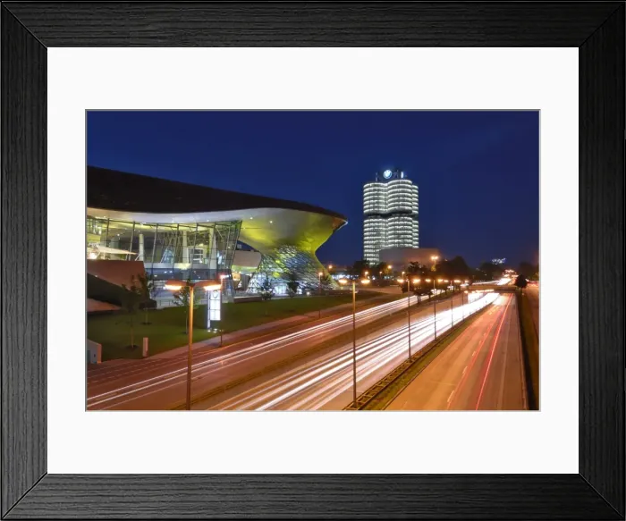 Framed Print : BMW Welt and Headquarters illuminated at night, Munich (Munchen), Bavaria Framed Print : BMW Welt and Headquarters illuminated at night, Munich (Munchen), Bavaria