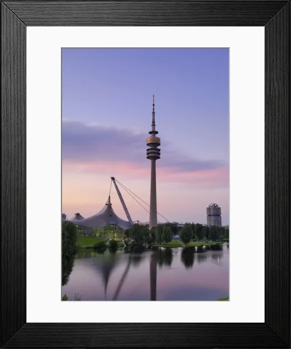 Framed Print : Olympiapark and Olympiaturm (TV tower) at dusk, Munich (Munchen), Bavaria Framed Print : Olympiapark and Olympiaturm (TV tower) at dusk, Munich (Munchen), Bavaria