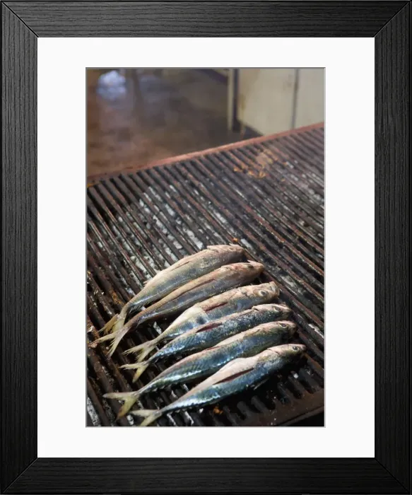 Framed Print : Mackerel on grill, street market, Palermo, Sicily, Italy, Europe Framed Print : Mackerel on grill, street market, Palermo, Sicily, Italy, Europe