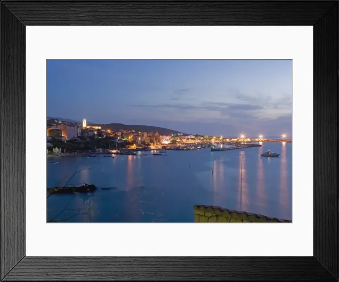 Framed Print : Propriano at dusk, Valinco region, Corsica, France, Mediterranean, Europe
