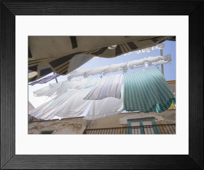 Framed Print : Washing in back streets of Cefalu, Sicily, Italy, Europe Framed Print : Washing in back streets of Cefalu, Sicily, Italy, Europe