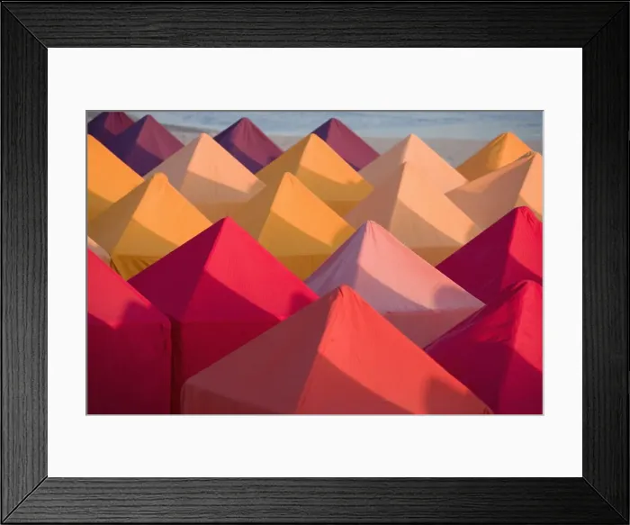 Framed Print : Colourful beach tents, Portugal, Europe Framed Print : Colourful beach tents, Portugal, Europe