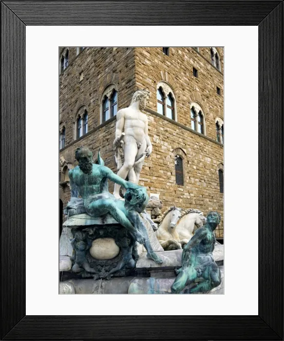 Framed Print : The Neptune Fountain, Piazza della Signoria, UNESCO World Heritage Site