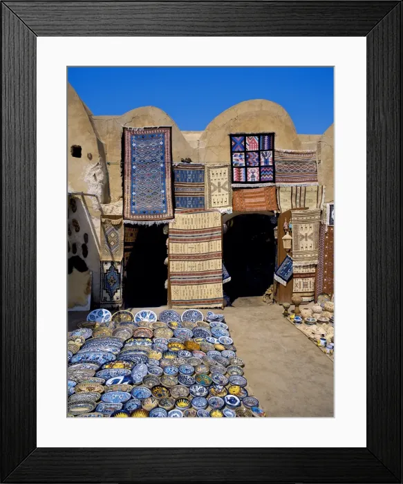 Framed Print : Traditional pottery and rug shop, Tunisia, North Africa, Africa Framed Print : Traditional pottery and rug shop, Tunisia, North Africa, Africa