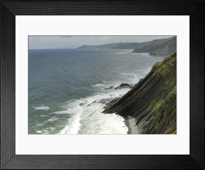Framed Print : View from high point on the wild Basque coast, Euskadi, Spain, Europe Framed Print : View from high point on the wild Basque coast, Euskadi, Spain, Europe
