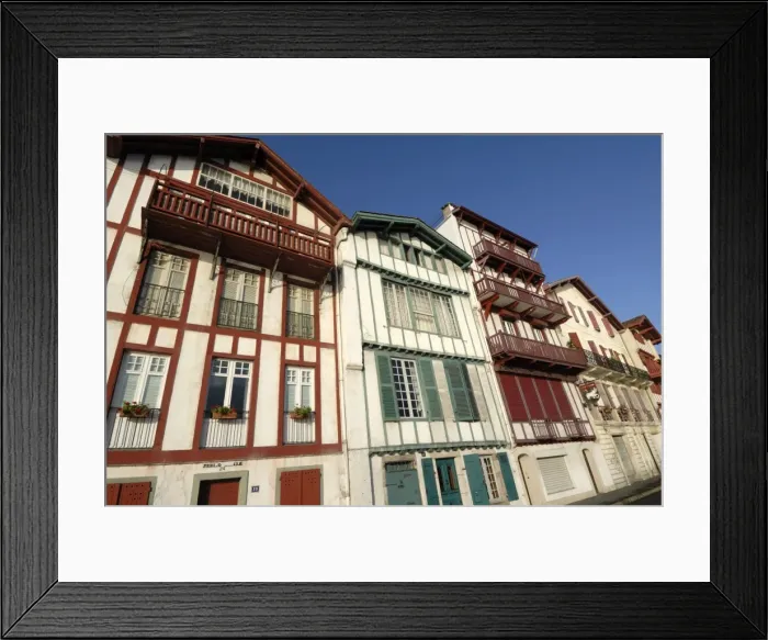 Framed Print : Colourful old houses along harbour of Ciboure, near St. Jean de Luz, Pyrenees Atlantique Framed Print : Colourful old houses along harbour of Ciboure, near St. Jean de Luz, Pyrenees Atlantique