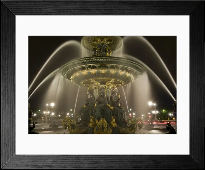 Framed Print : Place de la Concorde fountains at night, Paris, France, Europe Framed Print : Place de la Concorde fountains at night, Paris, France, Europe