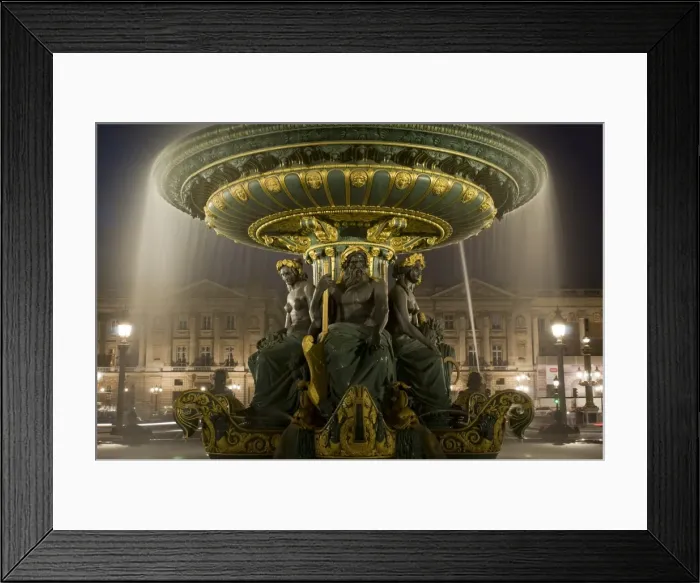 Framed Print : Place de la Concorde fountains at night, Paris, France, Europe Framed Print : Place de la Concorde fountains at night, Paris, France, Europe