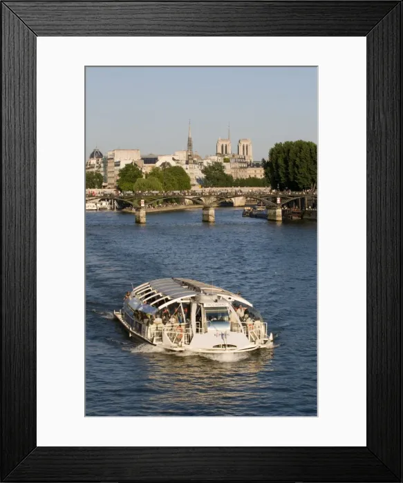 Framed Print : Bateau mouiche on the River Seine and Ile de la Cite, Paris, France, Europe