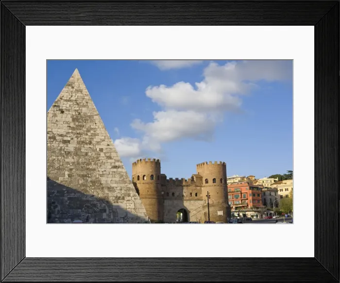 Framed Print : Cestia pyramid and St. Paul Gate, Rome, Lazio, Italy, Europe Framed Print : Cestia pyramid and St. Paul Gate, Rome, Lazio, Italy, Europe