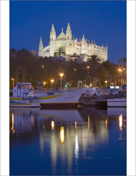 Cathedral and port, Palma, Majorca, Balearic Islands, Spain, Mediterranean, Europe