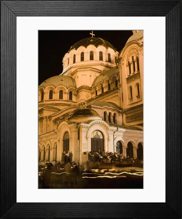 Framed Print : People with candles going round church during Easter celebrations, Aleksander Nevski church Framed Print : People with candles going round church during Easter celebrations, Aleksander Nevski church