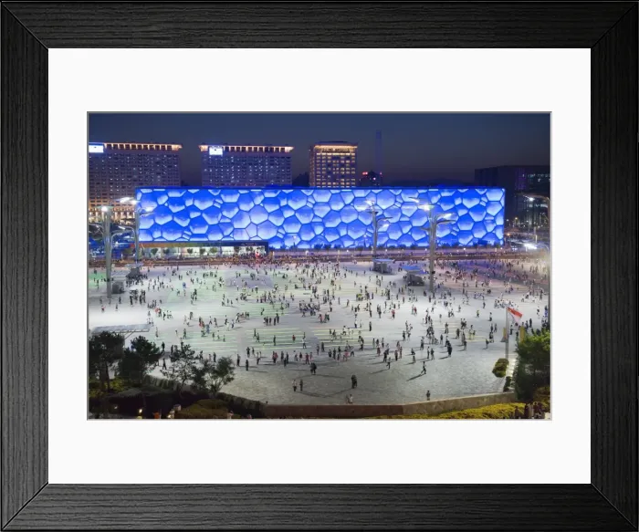 Framed Print : Night view of the Water Cube National Aquatics Center on the Olympic Green Framed Print : Night view of the Water Cube National Aquatics Center on the Olympic Green