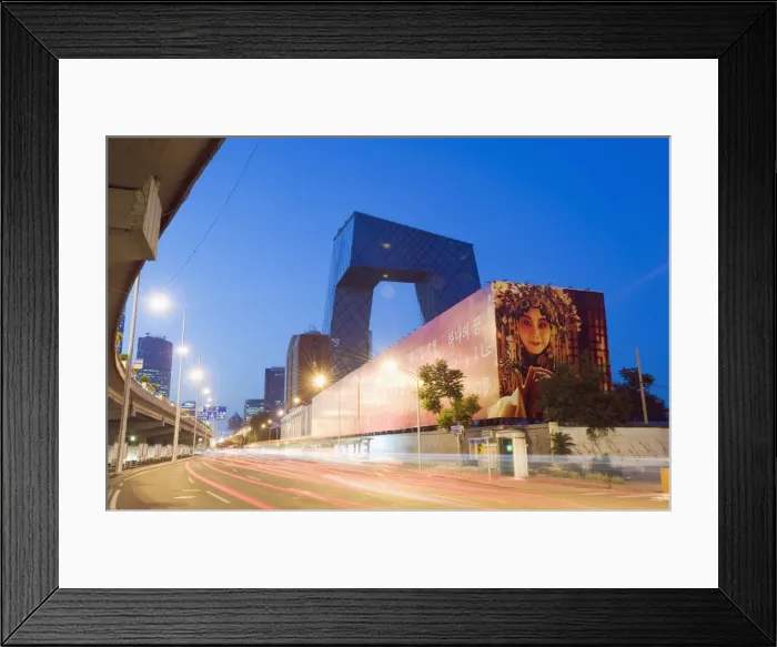 Framed Print : New CCTV Central Chinese Television building designed by Rem Koolhass of the Office for Metropolitan Architecture (OMA), in Guomao Central Business District, Beijing Framed Print : New CCTV Central Chinese Television building designed by Rem Koolhass of the Office for Metropolitan Architecture (OMA), in Guomao Central Business District, Beijing