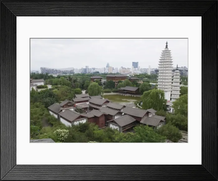 Framed Print : Ethnic Minorities Park and the Birds Nest National Stadium in background Framed Print : Ethnic Minorities Park and the Birds Nest National Stadium in background