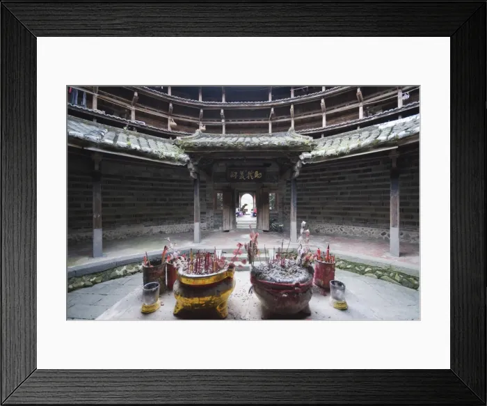 Framed Print : A shrine in a Hakka Tulou round earth building, UNESCO World Heritage Site Framed Print : A shrine in a Hakka Tulou round earth building, UNESCO World Heritage Site